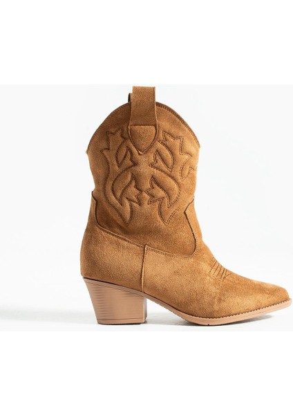 Kadın Sivri Burunlu Topuklu Bot Western - Taba modelleri