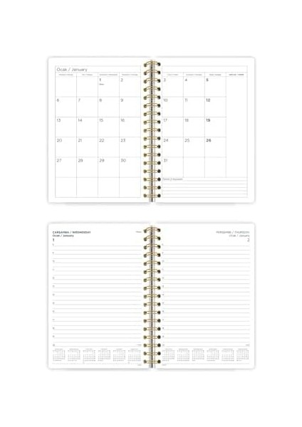 Journals Spiralli Sert Kapak 2025 Günlük Ajanda A5 modelleri