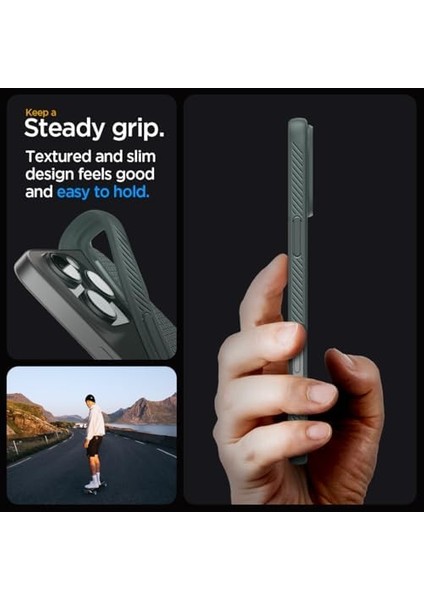 16 Pro Max ile Uyumlu Ince Kılıf Air Hava Kanalı Teknolojisi Askeri Sınıf Koruma Abyss Green Dokulu Yüzey Kapak - ACS07990 modelleri