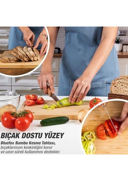 3'ü 1 Arada Bambu Kesme Tahtası: Doğrama Tahtası, Kesim Cetveli ve Tepsi Fonksiyonlarıyla Mutfakta Pratik Çözüm,su Oluklu, Bıçak Dostu, Neme Dayanıklı Yüzey, 38X25 cm fiyatları