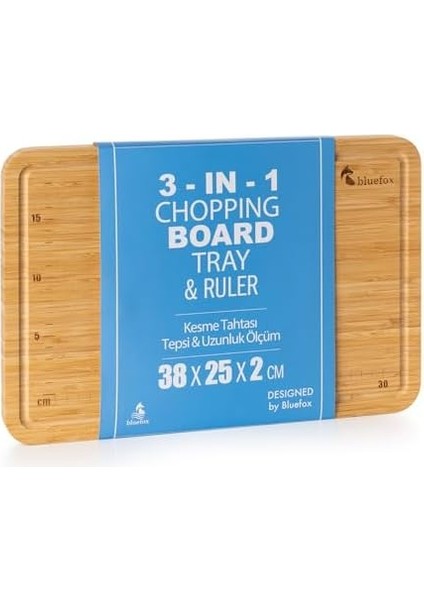 3'ü 1 Arada Bambu Kesme Tahtası: Doğrama Tahtası, Kesim Cetveli ve Tepsi Fonksiyonlarıyla Mutfakta Pratik Çözüm,su Oluklu, Bıçak Dostu, Neme Dayanıklı Yüzey, 38X25 cm modelleri