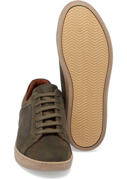 Yeşil Hakiki Nubuk Deri Erkek Sneaker - E24I1AY56825-G98