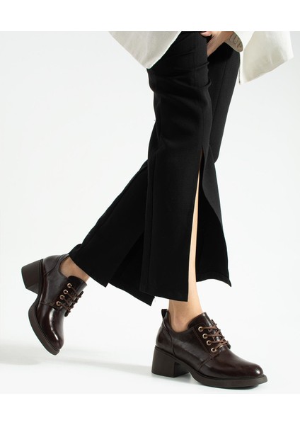 Kadın Bağcıklı Yüksak Taban Topuklu Ayakkabı Diva - Kahverengi fırsatları