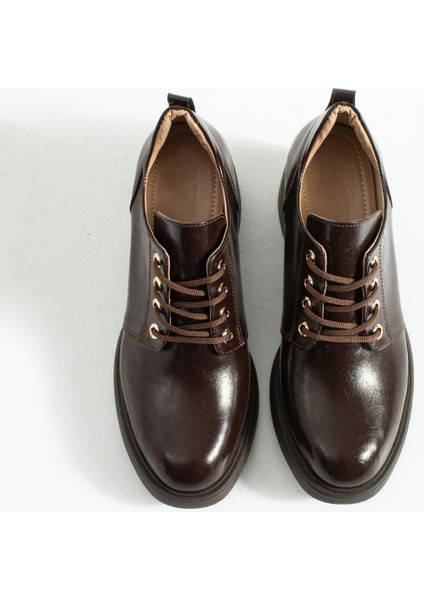 Kadın Bağcıklı Yüksak Taban Topuklu Ayakkabı Diva - Kahverengi indirimleri