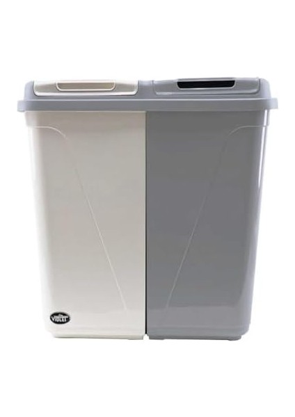 Plastik 90 Litre Çift Gözlü Çamaşır Sepeti Gri-Beyaz fiyatları