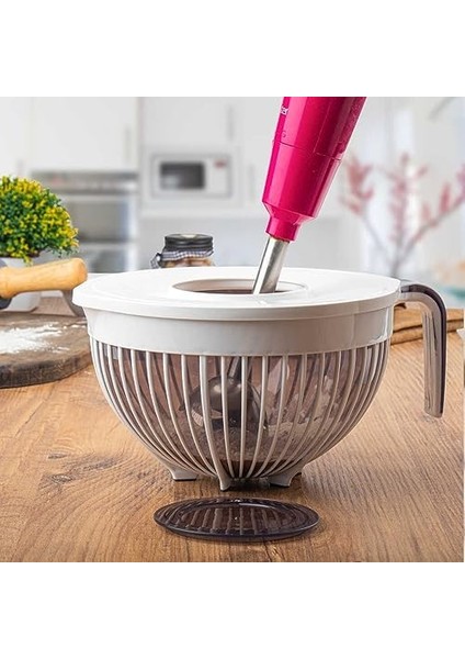 3132 2 Li Çok Amaçlı Kapaklı Karıştırma Mikser Kabı Pirinç Süzgeci - Beyaz fiyatları