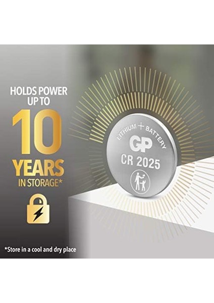 Gp Batteries CR2025 2025 Boy Lityum Düğme Pil, 3 Volt, 20'li Kart, Gri fiyatları