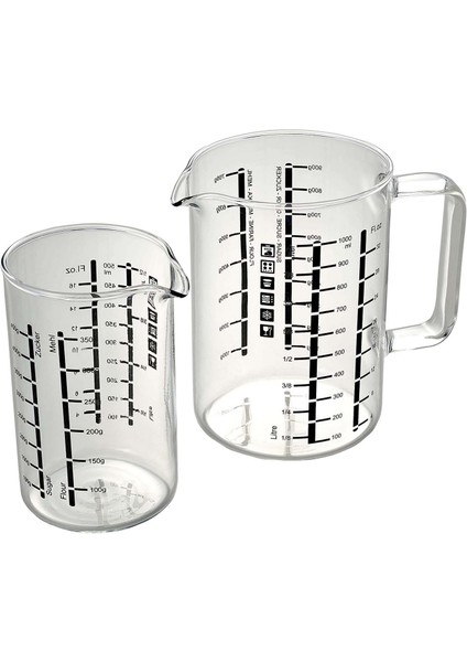 2'li Ölçü Kabi Seti Kapasite 0,50/1,00 Lt 120X134-150X150 mm