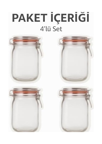 4'lü Kilitli Saklama Poşeti, Kavanoz Görünümlü | 500 ml | Gıda Saklama,, Kurabiye, Makarna, Atıştırmalık Için Uygun | Pe Malzeme | Zararlı Kimyasal Içermez modelleri