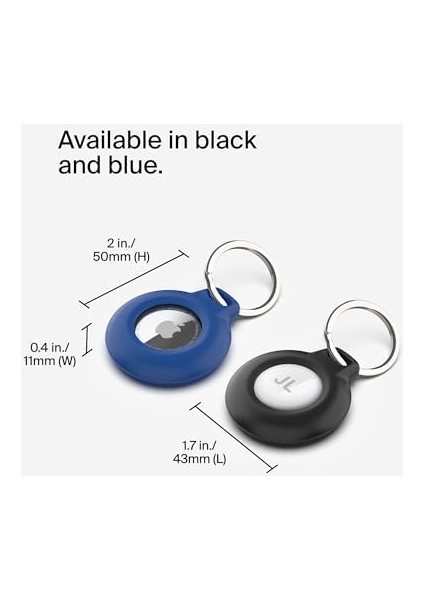 Airtag Anahtarlık ile Kılıf (Secure Holder Air Tag Için Koruyucu Kılıf, Çizilmeye Karşı Korumalı Aksesuar), 2'li Paket, Mavi modelleri