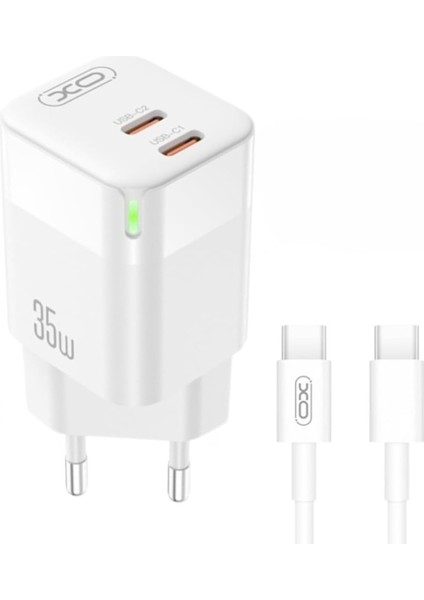 Xo Is Beauty Hızlı Şarj Adaptörü CE07| Gan | 1 Type-C Kablo | 35W Max Power | Akım Korumalı | Tablet, Notebook, Cep Telefonu, Konsol | Beyaz