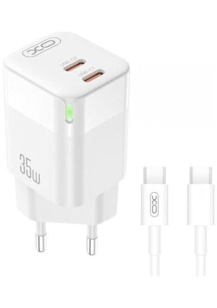 Xo Is Beauty Hızlı Şarj Adaptörü CE07| Gan | 1 Type-C Kablo | 35W Max Power | Akım Korumalı | Tablet, Notebook, Cep Telefonu, Konsol | Beyaz modelleri