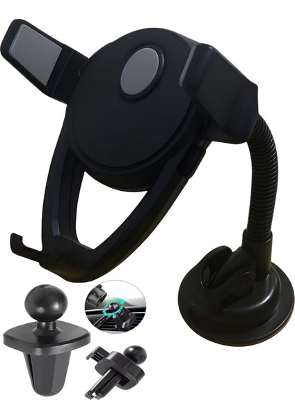 Mta -Tech Evrensel Araç Telefon Tutucu – Vakumlu Cam & Torpido Montaj, Havalandırma Izgarası Aparatı ile 360° Döner, Güçlü Sabitleme, Tüm Akıllı Telefonlar ile Uyumlu