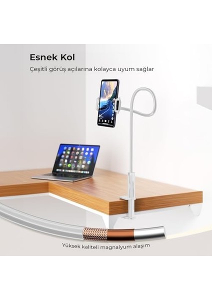 Juo 70 cm Akrobat Esnek Tablet ve Telefon Tutucu Stand Beyaz fiyatları