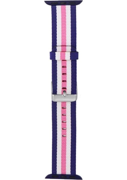 Markacase Için 42-44 mm Pantheon Şeritli Pembe Beyaz Kayış