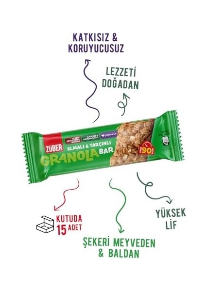 Züber Granola Bar Elmalı Tarçınlı 25G X15 Adet fiyatları