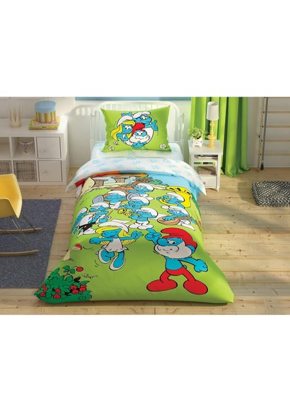 Lisanslı Şirinler Musical Nevresim Takımı, Çok Renkli, Küçük Tek Kişilik