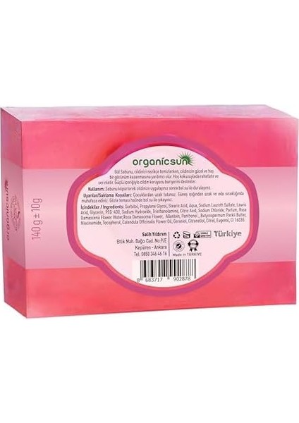 Organicsun Doğal Gül Sabunu 140 gr Tüm Cilt Tipleri Için Onarıcı Besleyici Natural modelleri