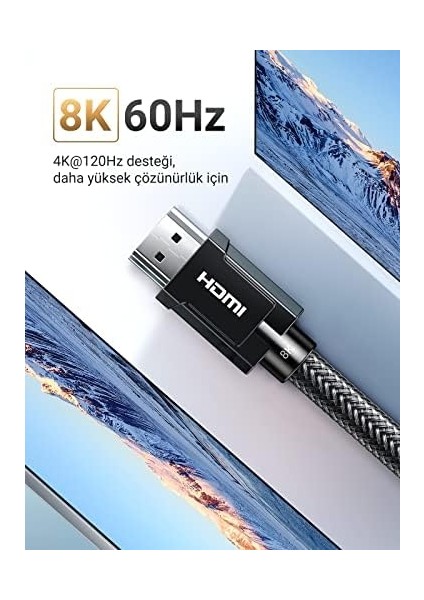 Ugreen 8k HDMI 2.1 Kablo Desteği HDR10, Earc, Ps5 Için 3d, Xbox S, Monitör Vb (1m), Gri fiyatları