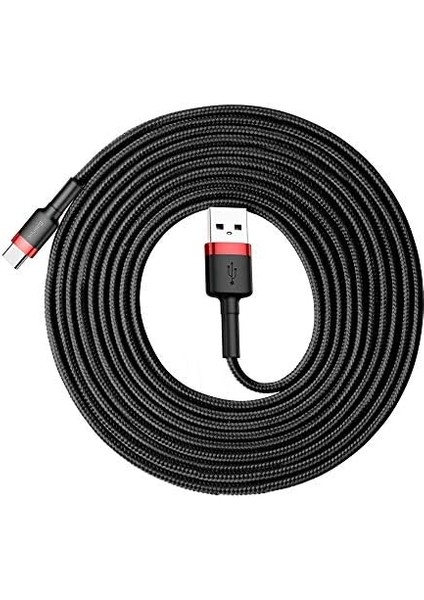 Cafule Serisi 2A 3 Metre Örgü Tasarım Type-C Şaj Kablosu Siyah modelleri