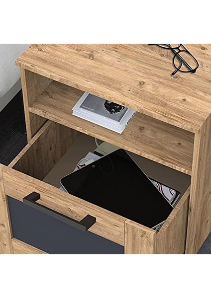 KMD102 Ceviz Tek Çekmeceli Komodin modelleri