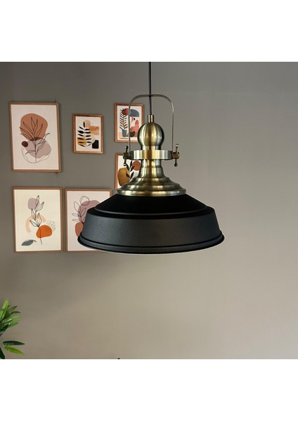 Carmelo Siyah Renk Asaletli Tekli Avize Eskitme Başlık Sarkıt Lamba Salon Aydınlatma