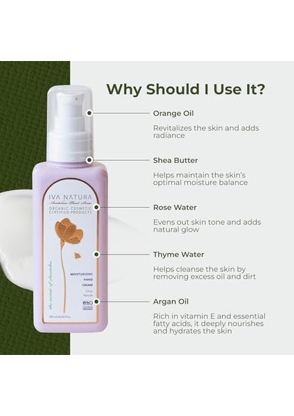 Iva Natura Organik Nemlendirici El Kremi Mandalina Çiçeği Özlü 125 ml