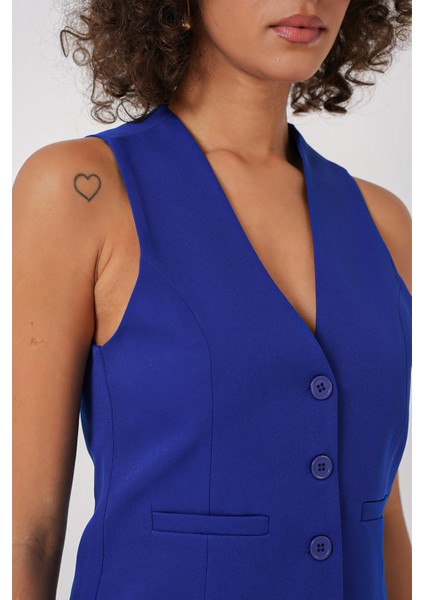 6796 Kısa Dokuma Yelek - Saks fırsatları