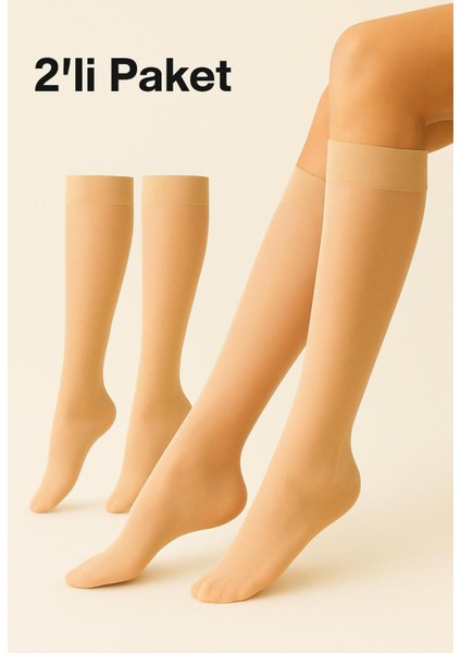 2'li Kadın Diz Altı Pantolon Çorap Orta Kalın Micro 40 Denye Açık Ten Mat Mus Çorap modelleri
