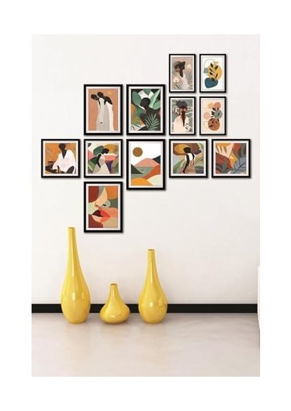 12 Parça Dekoratif Mdf Tablo Seti Çerçeve Görünümlü DEKOLIADKJ061 fiyatları