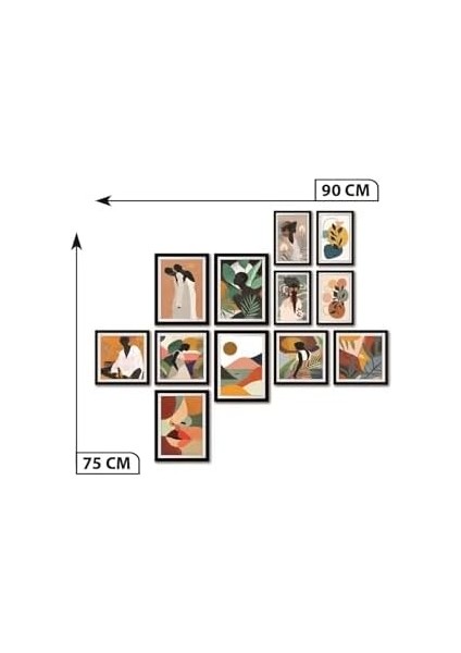 12 Parça Dekoratif Mdf Tablo Seti Çerçeve Görünümlü DEKOLIADKJ061 modelleri