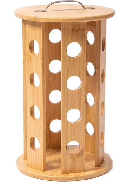 Bambu Ayaklı Kapsül Kahve Organizer – Geniş Depolama Kapasiteli, Ahşap Malzemeden Şık ve Kap Dayanıklısül Düzenleyici, Kahve Kapsül Saklama (24 Gözlü Dönebilir)