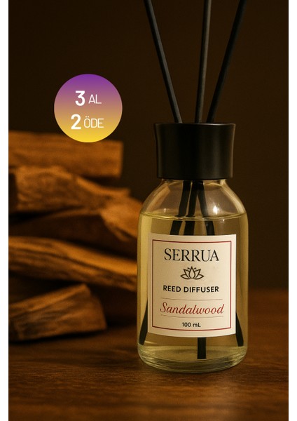 Sandal Ağacı Çubuklu Oda Kokusu 100ML Bambu Kokusu Sandalwood Reed Diffuser 100ML