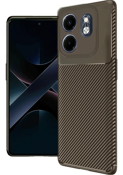 Infinix Smart 9 Kılıf Auto Focus Karbon Kapak - Kahverengi