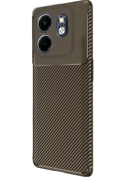 Infinix Smart 9 Kılıf Auto Focus Karbon Kapak - Kahverengi modelleri