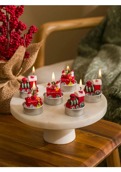 Home Kırmızı Yılbaşı Temalı Dekoratif 6'lı Mum 4 cm fiyatları