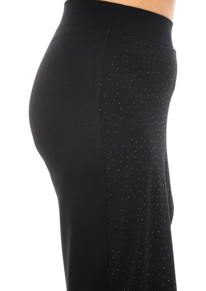 Büyük Beden Lastikli Yüksek Belli Likralı Toparlayıcı Taşlı Örme Kadın Etek Pantolon modelleri