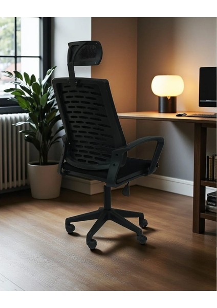 Ev ve Ofis Çalışma Sandalyesi Bilgisayar Koltuğu Yüksek Konfor Krom Ayak - Siyah fiyatları