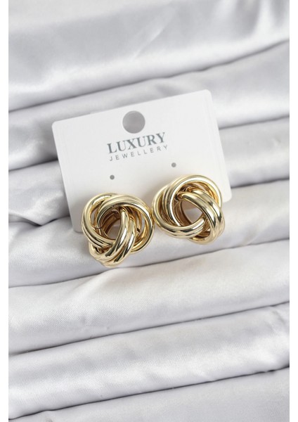 Pirinç Gold Renk Vintage Sarmal Model Kadın Küpe - TJ-BKP11358