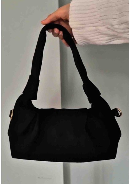 Siyah Süet Düğüm Detaylı Kadın El ve Omuz Çantası fiyatları