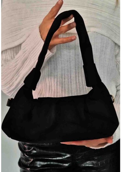 Siyah Süet Düğüm Detaylı Kadın El ve Omuz Çantası fırsatları