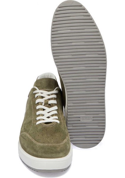 Yeşil Hakiki Süet Deri Erkek Sneaker - E24I1AY56857-J86
