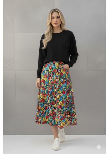 Modal Oversize Dökümlü Tüylenmez Basıc Kadın Sweatshırt