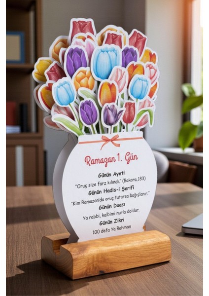 30 Günlük Ramazan Masa Takvimi-Günün Ayeti/hadisi/zikri/duası-Hediyelik-Ahşap Ayaklı fiyatları