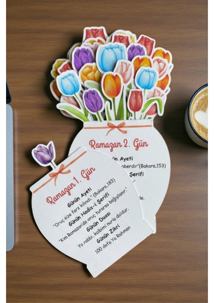 30 Günlük Ramazan Masa Takvimi-Günün Ayeti/hadisi/zikri/duası-Hediyelik-Ahşap Ayaklı modelleri