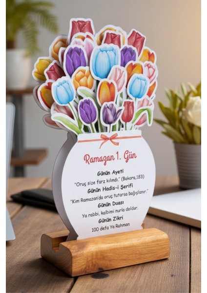 30 Günlük Ramazan Masa Takvimi-Günün Ayeti/hadisi/zikri/duası-Hediyelik-Ahşap Ayaklı indirimleri