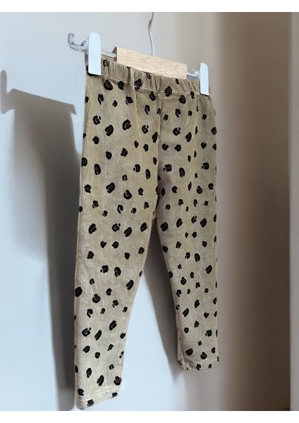 Kız Çocuk Fitilli Kadife Krem Leopar Tayt fiyatları