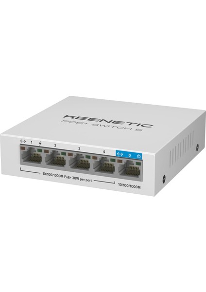 Keenetic Poe+ Switch 5, 1X1GBIT, 4X1GBIT Poe+ Port, Ieee 802.3AF/AT (MAX.30W/PORT), 60WATT