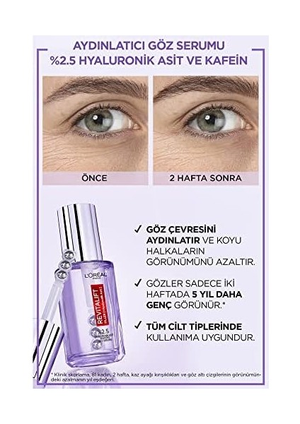 L'oréal Parıs Revitalift Filler Aydınlatıcı Göz Serumu 20 ml modelleri