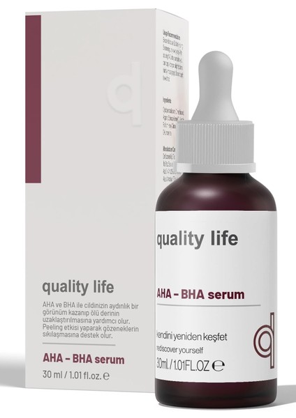 Quality Life Aha Bha Serum Canlandırıcı Cilt Tonu Eşitleyici Kırmızı Peeling Cilt Serumu modelleri